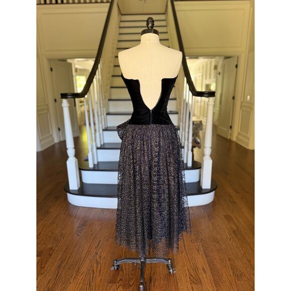 Vintage 80s Glitter Lace Prom Black Dress Velvet WhimsyGoth Celestial Punk Alt - Picture 8 of 13